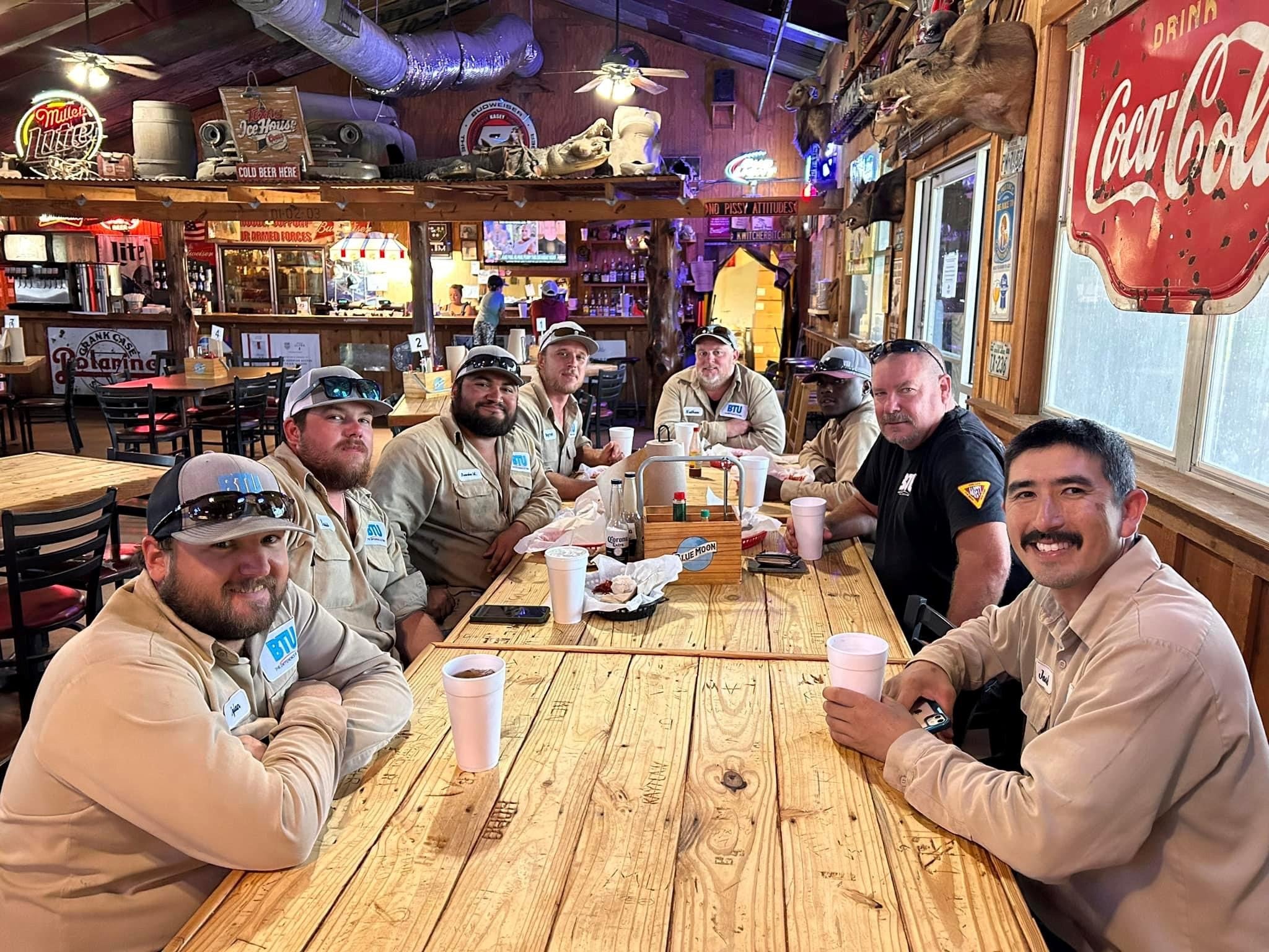 BTU Lineman eating at Joe's Place