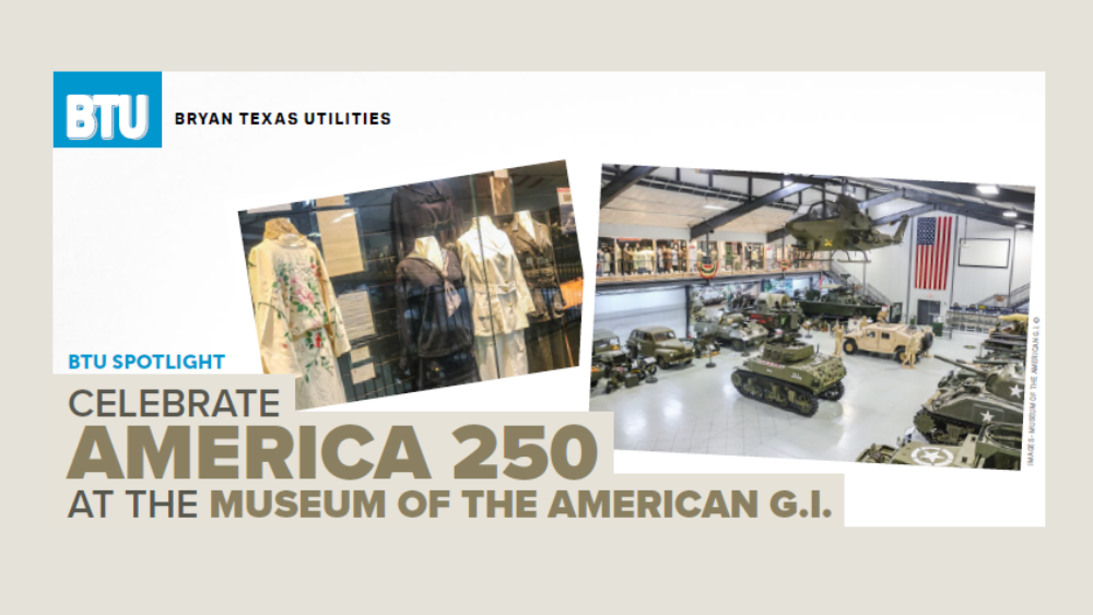 BTU spotlight: celebrate america 250 at the museum of the american g.i. images of clothing and vehicle exhibits at the museum of the american g.i. in college station, texas